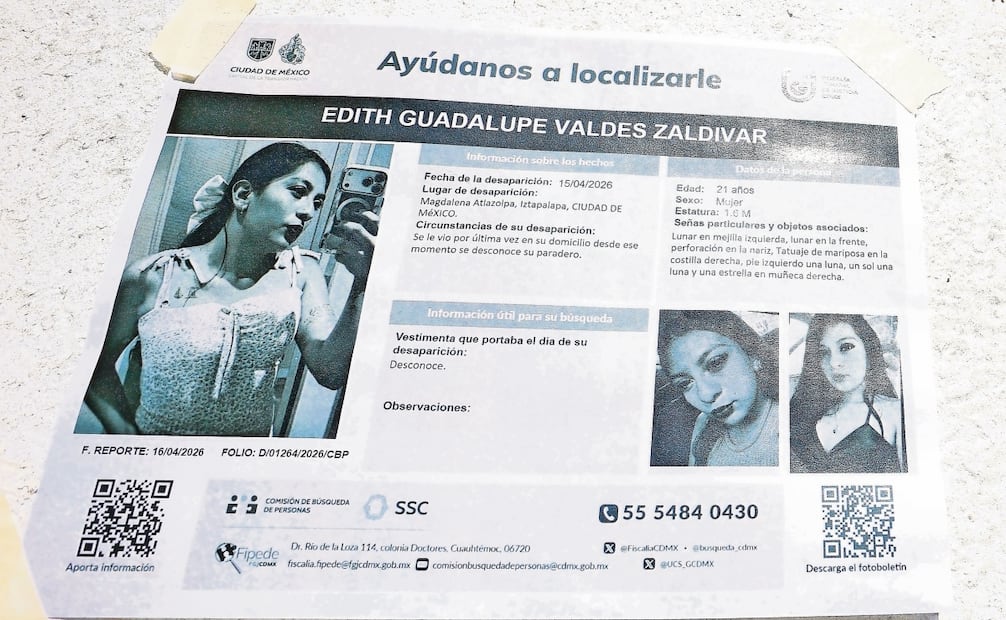 Ficha de búsqueda de Edith Guadalupe. Foto: Especial