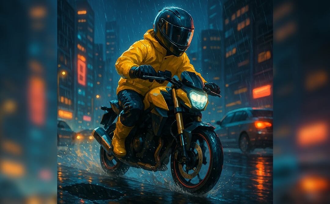 Tips para bikers en la lluvia (Foto: Creada con IA)