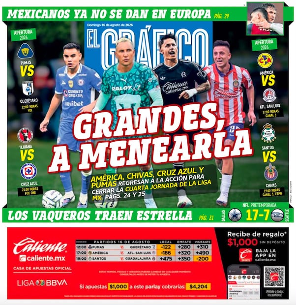 Portada El Gráfico | Domingo 16 de Agosto de 2026