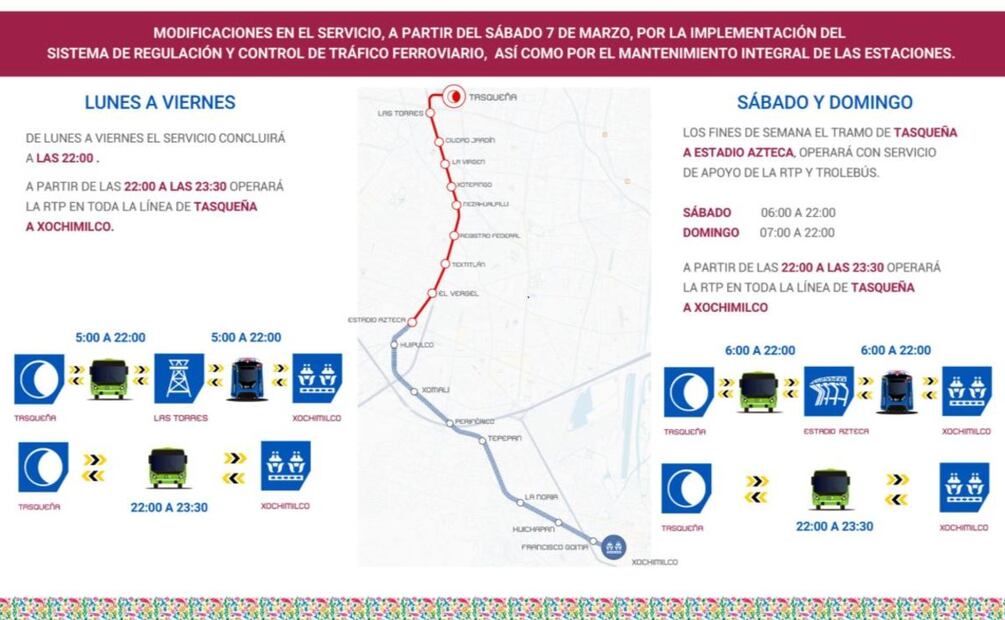 Imagen: STE (Horario del Tren Ligero CDMX a partir del 7 de marzo )
