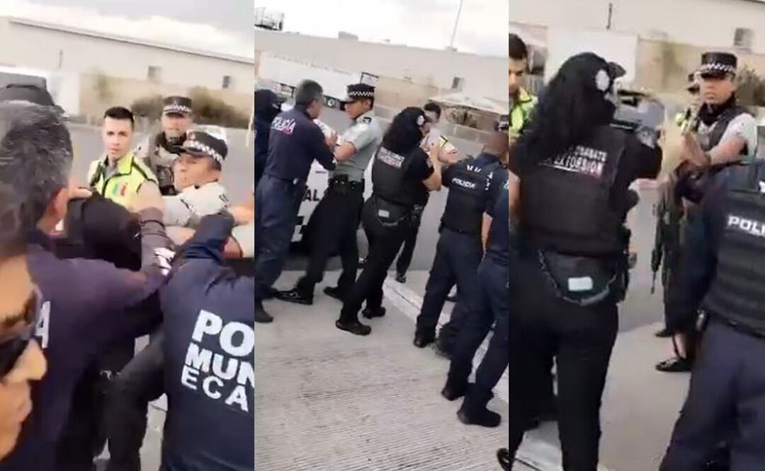 Captan a policías de Ecatepec en pleno agarrón contra la Guardia Nacional