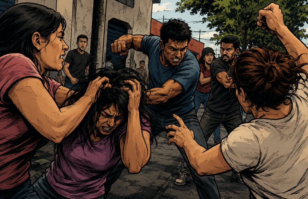 Pánico en Iztapalapa por pelea a cuchillazos entre miembros de una misma familia (Foto: Creada con IA)