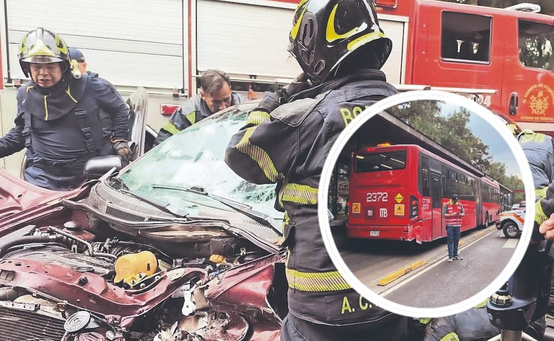 Brutal choque contra el Metrobús deja conductor prensado, sobre Eje 4 Sur (Foto: Especial / Valente Rosas)