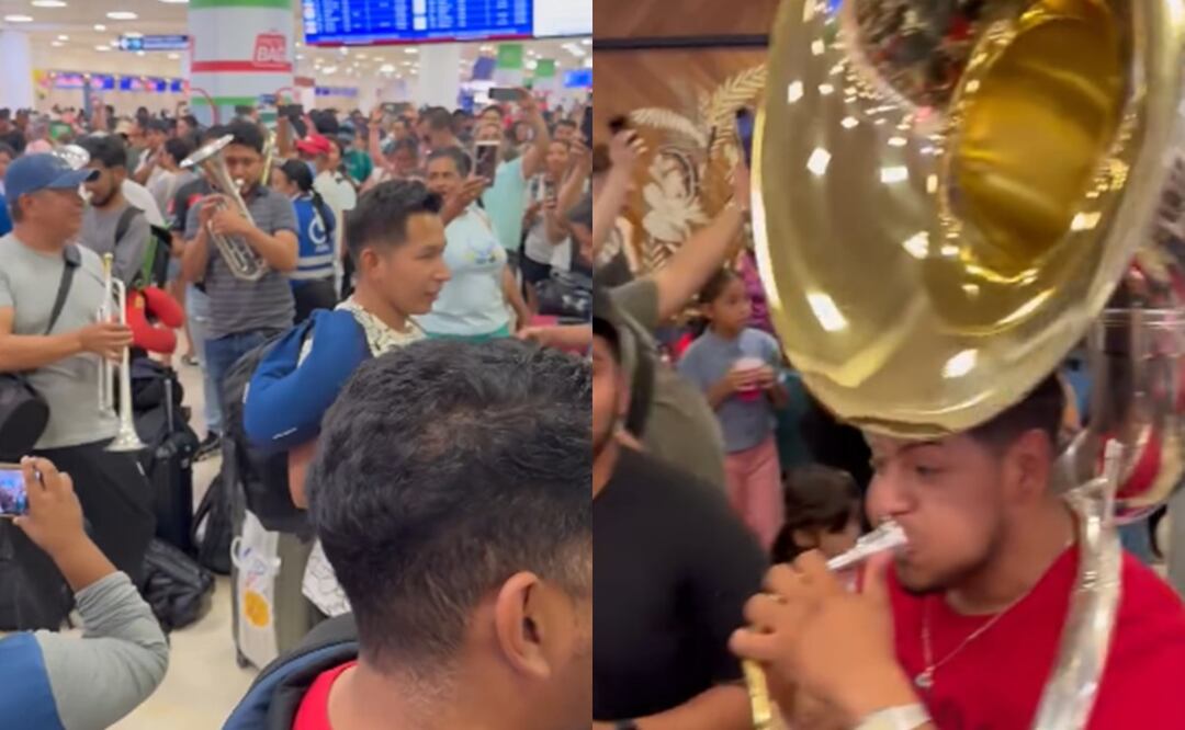 La Banda Perla de Michoacán pone el ambiente en aeropuerto de Cancún