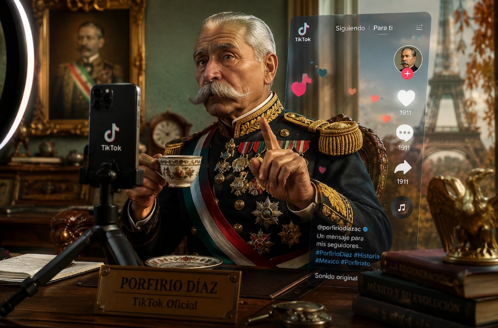 Porfirio Díaz en TikTok (Foto: Creada con IA)
