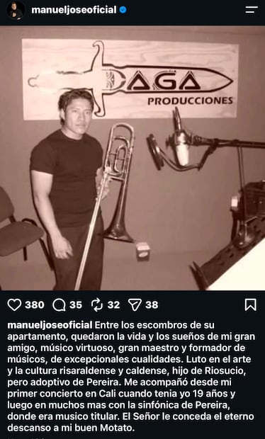 Comunicado fallecimiento de Manuel José (Vía: Instagram)