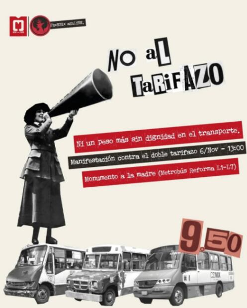 Imagen: Redes sociales (Anuncio en redes de protesta contra el tarifazo en la CDMX)