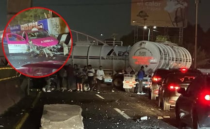 Pipa de diésel se estrella contra autos en la México-Pachuca; hubo 4 heridos