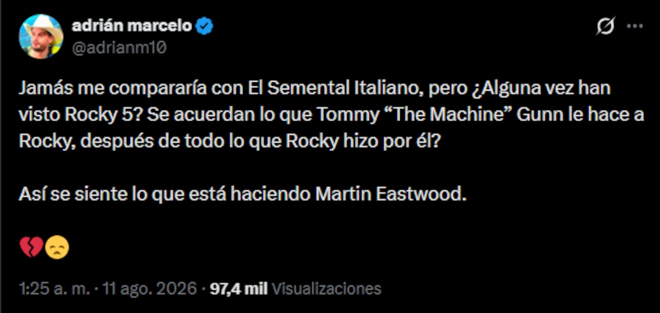 Post de Adrián Marcelo (Vía: X)