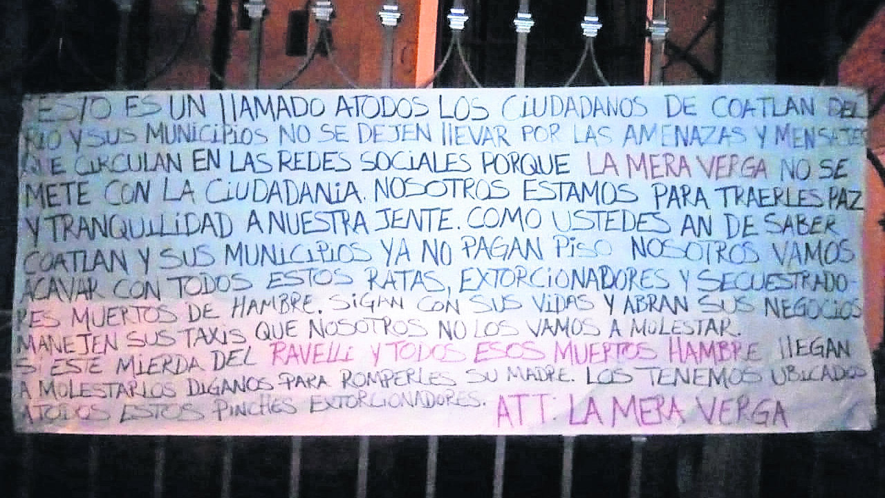 Grupo delictivo deja narcomantas en Morelos y piden a ciudadanos no entrar en sicosis