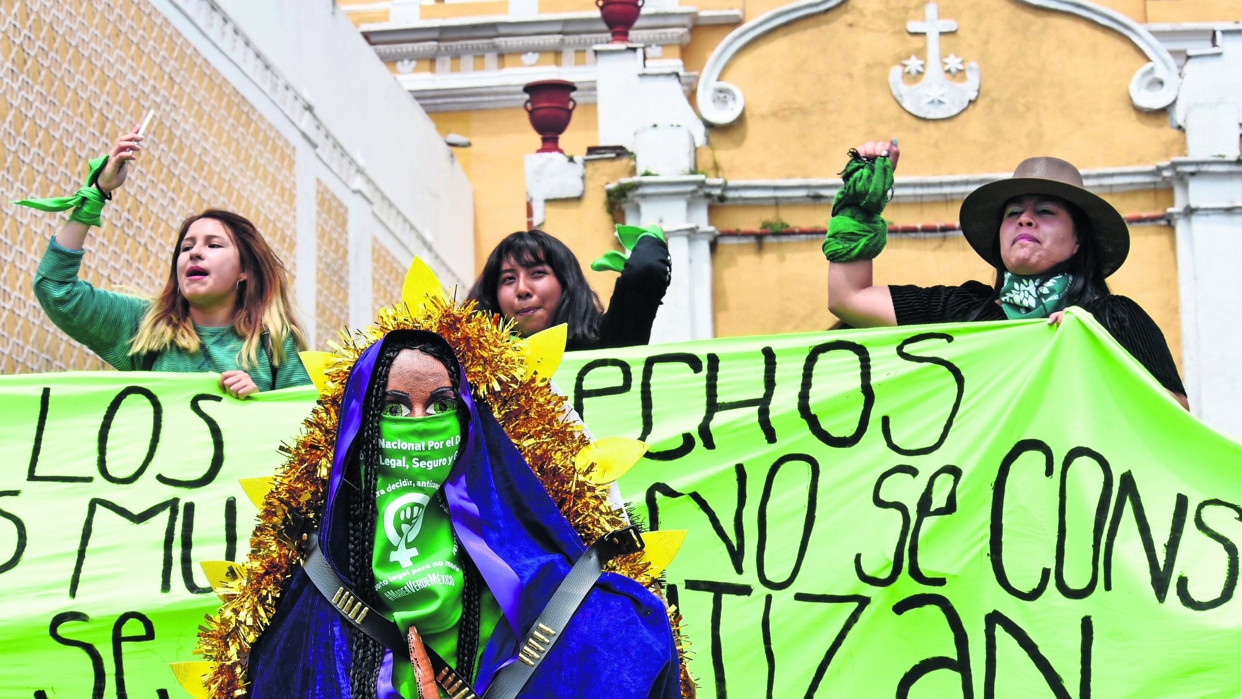 Marcha feminista pinta de verde Iglesias y virgen de Guadalupe, en Edomex |  El Gráfico Historias y noticias en un solo lugar
