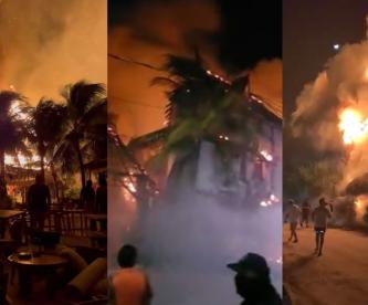 Noche de terror en Holbox, captan videos del imponente incendio que consumió dos hoteles