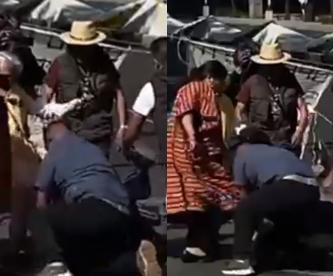Manifestantes Triquis golpearon a un hombre indigente en Paseo de la Reforma 