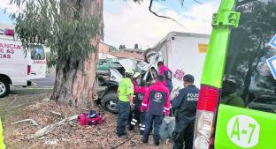 Conductor muere prensado tras estrellarse contra un árbol, en Jocotitlán. Noticias en tiempo real