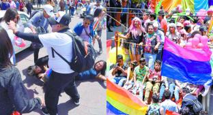 Marcha del orgullo LGBTTTIQ termina en golpes e intervención de policías, en Toluca. Noticias en tiempo real