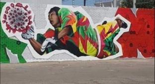 Realizan mural de Jorge Campos contra el coronavirus. Noticias en tiempo real