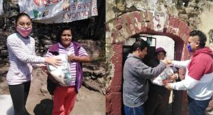 Por el Covid-19 , vecinos de Toluca entregan despensas a lo más necesitados. Noticias en tiempo real