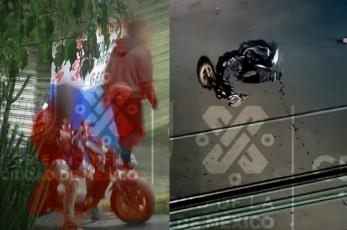 Policías atoran a 2 ladrones que derraparon su moto tras asaltar a una mujer, en CDMX