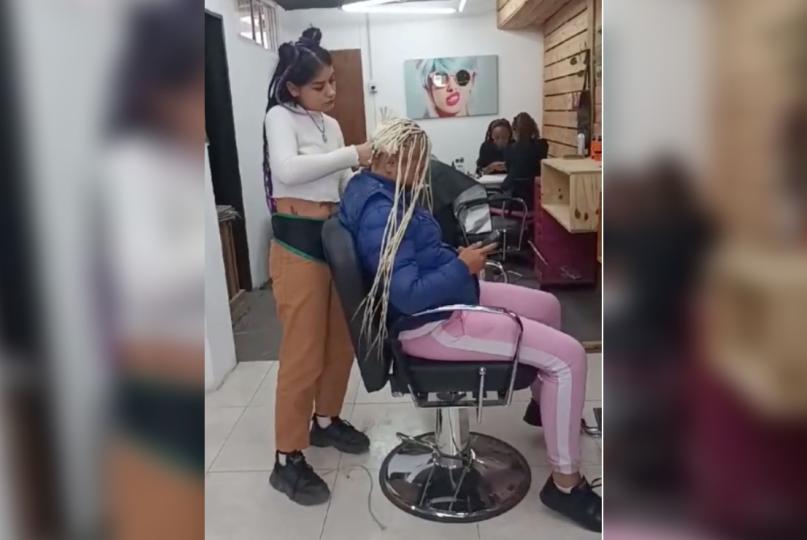 VIDEO: Mujer se quiere ir sin pagar, pero estilista la rapa 