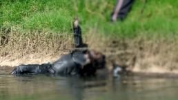 Encuentran cadáver flotando en caudal de aguas negras en Chalco 