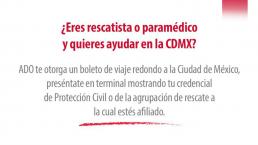 ADO ofrece viajes a la CDMX para rescatistas y paramédicos