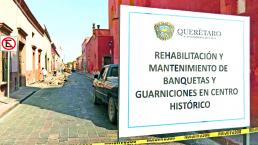 Enchulan banquetas del Centro Histórico de Querétaro