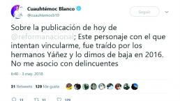 Niega Cuauhtémoc Blanco vínculo criminal en Morelos 