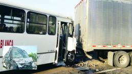 Camión de pasajeros choca y deja seis lesionados en Toluca 