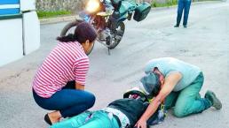 Chofer de autobús embiste a motociclista, en Jiutepec 