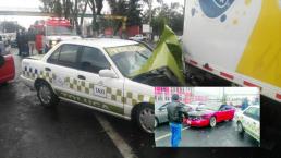 Taxista resulta lesionado tras impactarse con camioneta en Zinacantepec 