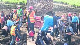 Ejidatarios enfrentan a obreros por construcción de Tren Interurbano, en Ocoyoacac 