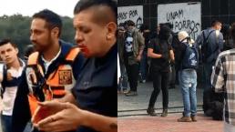 Encapuchados vandalizan Rectoría de la UNAM; petardo dejó una persona herida