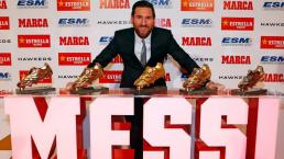 Messi recibe su quinta Bota de Oro en Barcelona