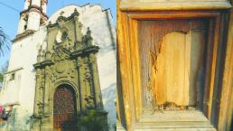 Ladrón rompe antigua puerta de iglesia para robar limosnas, en Azcapotzalco