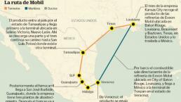 Recorrido del tren que lleva la gasolina de Mobil a Querétaro