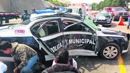  Ixtapan de la Sal-Tenango Del Valle, tres policías heridos, patrulla choca, pierden el control