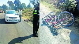 Conductor despistado arrolla abuelito ciclista Xalatlaco