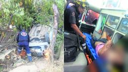 Auto volcado Abandona a compañeros Edoméx Zinacantepec