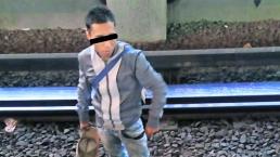 Ladrón cae a vías STC Metro Bosques de Aragón