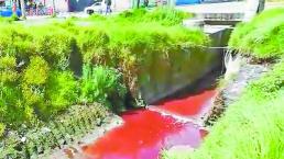 Río de sangre causa molestia a vecinos de Toluca acusan al rastro