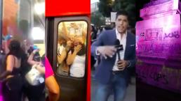 marcha feminista destrozos ciudad de mexico metrobus reportero