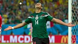 Javier Hernández con la selección mexicana en Brasil 2014