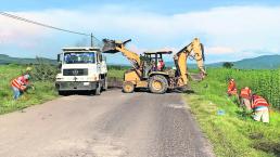 rehabilitan tramo carretero en Morelos