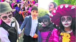 desfile día de muertos estudiantes primaria niños toluca carines catrinas disfraz tradiciones 