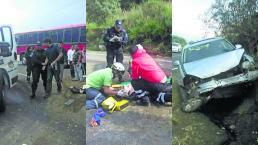 Carretera Tenango-Jajalpa accidente volcadura de coche