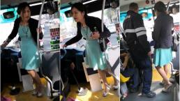 video viral ladies #LadyTacones Lady Tacones pelea camión autobús pasajeros tacones quería bajar por adelante chofer policía tlalpan