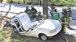 Conductor muere aplastado tras chocar contra un árbol en Tlalpan