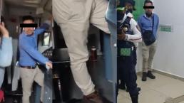 Graban a conductor del Metro CDMX con latas de cerveza en la cabina y lo detiene la policía