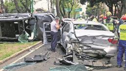 Carambola deja al menos seis lesionados en Avenida Miguel Ángel de Quevedo, en la CDMX
