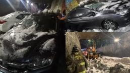Muere hombre de hipotermia en su auto tras quedar atrapado por el hielo, en Tlalnepantla